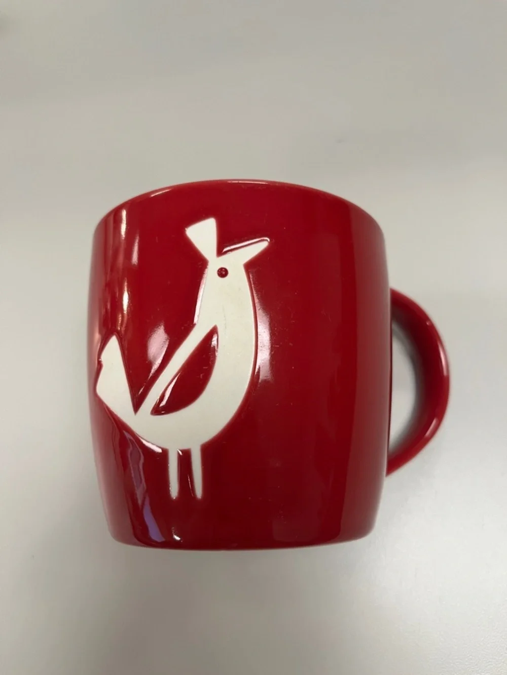 Starbucks 2011 Red Ceramic Mug with White Bird Graphic